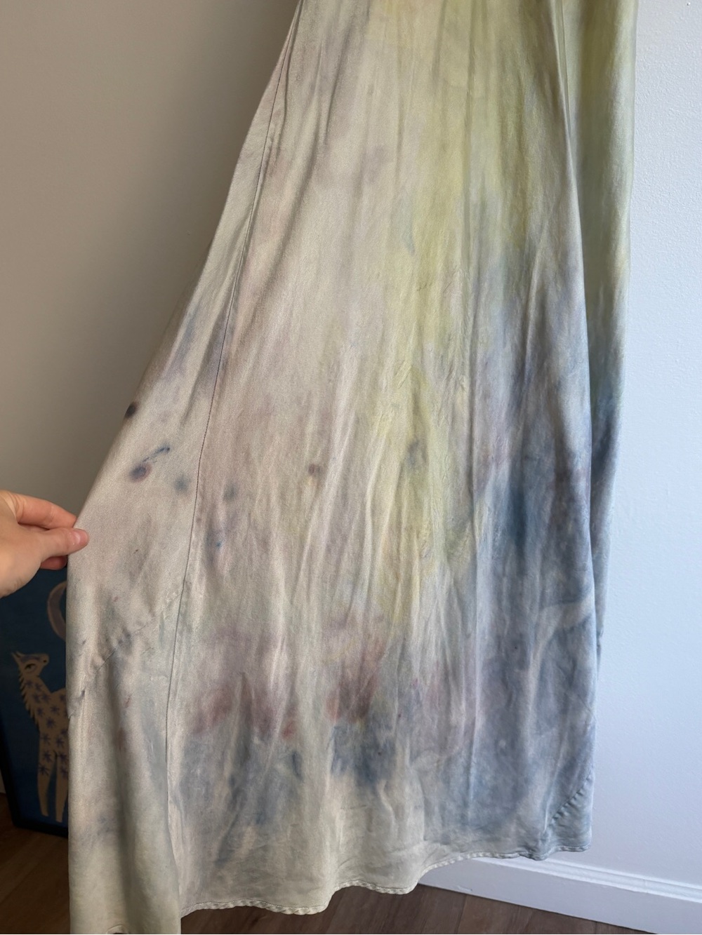Vintage Hand Dyed Silk Dress with Subtle Multicolor Wash - Picture 11 of 16